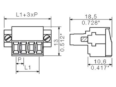 Circuit diagram Weidmueller BL 3 5 8F SN OR Printed circuit board terminal block