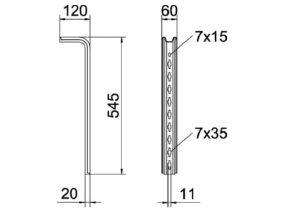Ma�zeichnung 2 OBO TPS 545 FS TP Stiel 545mm
