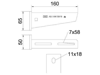 Ma�zeichnung 2 OBO AW 30 16 FT Wandausleger tauchf vz