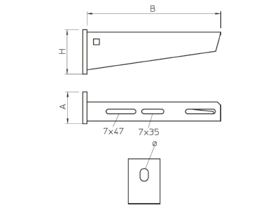 Ma�zeichnung 1 OBO AW 30 11 FT Wandausleger tauchf vz