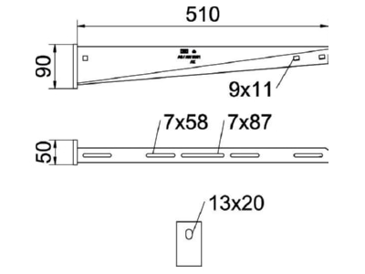 Dimensional drawing 2 OBO AW 30 51 FT Wall  and profile console