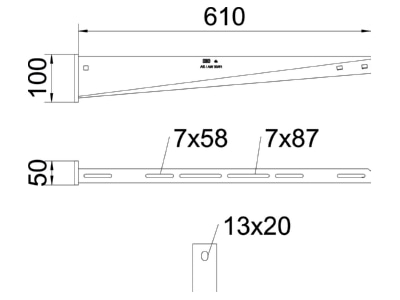 Dimensional drawing 2 OBO AW 30 61 FT Wall  and profile console