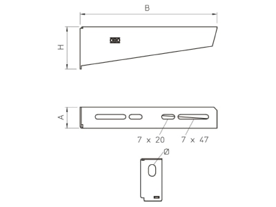 Dimensional drawing 1 OBO MWA 12 11S FS Wall  and profile console
