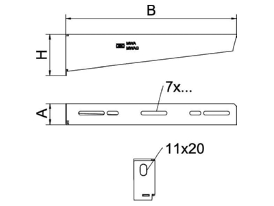 Dimensional drawing 2 OBO MWA 12 11S FS Wall  and profile console