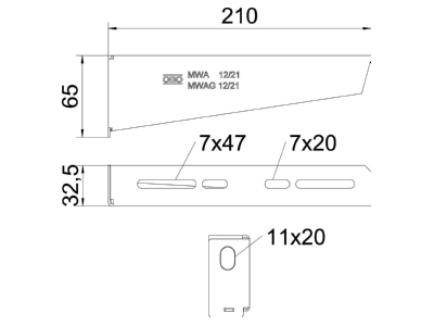 Dimensional drawing 2 OBO MWA 12 21S FS Wall  and profile console