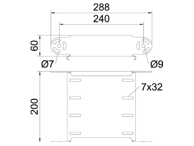 Dimensional drawing 1 OBO RGBEV 620 FS Bend for cable tray  solid wall 
