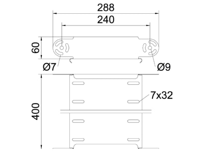 Ma�zeichnung 2 OBO RGBEV 640 FS Gelenkbogen 60x400mm
