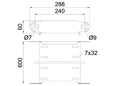 Ma�zeichnung 2 OBO RGBEV 660 FS Gelenkbogen 60x600mm
