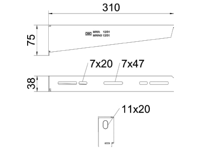Dimensional drawing 2 OBO MWA 12 31S FS Wall  and profile console
