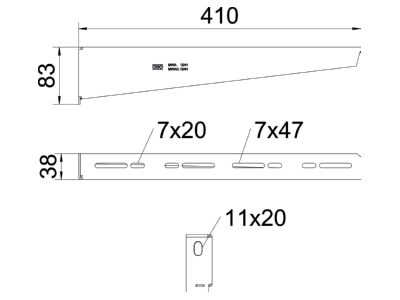 Dimensional drawing 2 OBO MWA 12 41S FS Wall  and profile console