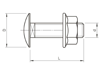 Dimensional drawing 1 OBO FRSB 6x16 F Carriage bolt M6x16mm FRSB 6X15 F
