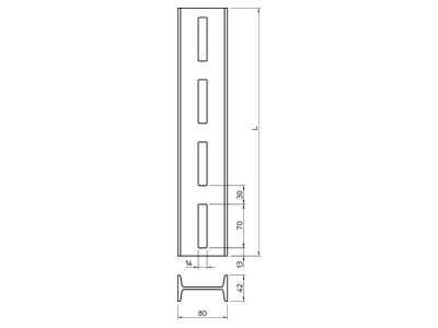Ma�zeichnung 1 OBO IS 8 100 FT I Stiel 1000mm