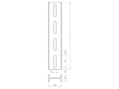 Ma�zeichnung 2 OBO IS 8 100 FT I Stiel 1000mm