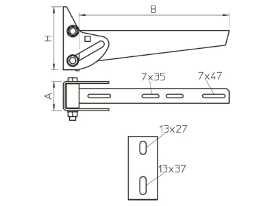 Ma�zeichnung 1 OBO AWV 51 FT Wandausleger variabel  vz