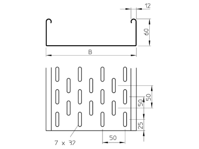 Dimensional drawing 2 OBO SKS 620 FS Cable tray 60x200mm