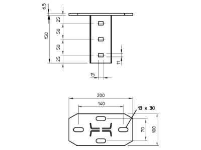 Mazeichnung 2 OBO KI 8 FT Kopfplatte f IS 8 Stiel