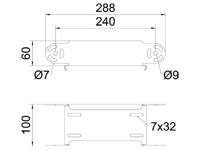 Dimensional drawing 1 OBO RGBEV 610 FS Bend for cable tray  solid wall 
