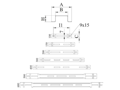 Ma�zeichnung 1 OBO DBL 50 400 FS Distanzbuegel