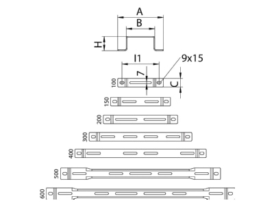 Ma�zeichnung 2 OBO DBL 50 400 FS Distanzbuegel