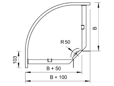 Mazeichnung 1 OBO RB 90 120 FS Bogen 90Gr  110x200mm