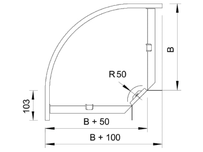 Mazeichnung 2 OBO RB 90 120 FS Bogen 90Gr  110x200mm