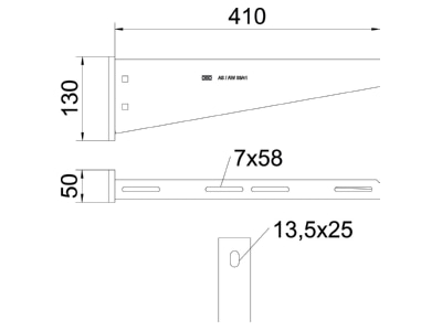 Dimensional drawing 2 OBO AW 55 41 FT Wall bracket for cable support