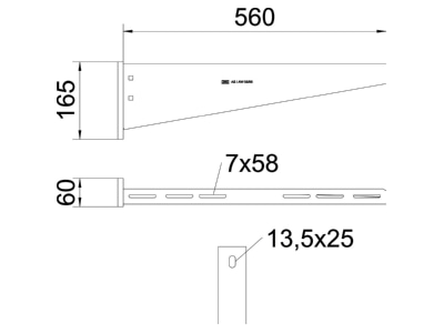 Ma�zeichnung 2 OBO AW 55 56 FT Wand Stielausleger tauchf vz