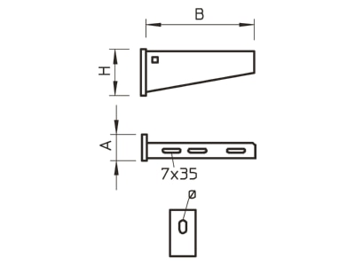 Ma�zeichnung 1 OBO AW 55 71 FT Wand Stielausleger tauchf vz