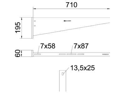 Ma�zeichnung 2 OBO AW 55 71 FT Wand Stielausleger tauchf vz