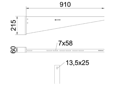 Ma�zeichnung 2 OBO AW 55 91 FT Wand Stielausleger tauchf vz