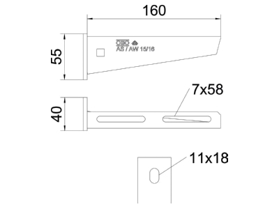 Ma�zeichnung 1 OBO AW 15 16 FT Wandausleger tauchf vz