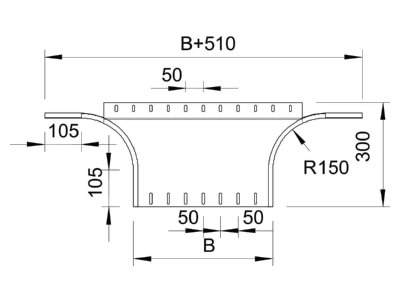 Ma�zeichnung 1 OBO RAA 640 FS Anbau Abzweigstueck 60x400mm