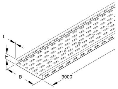 Dimensional drawing Niedax RL 35 100 Cable tray 35x100mm