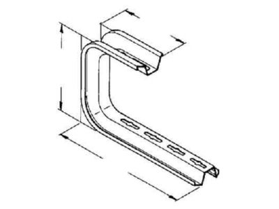 Dimensional drawing 1 Niedax TKSU 200 Ceiling bracket for cable tray
