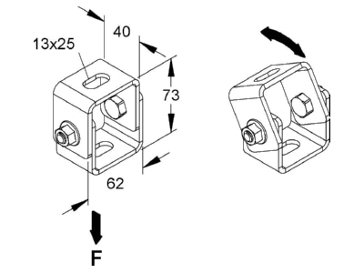 Dimensional drawing Niedax DBG 12 Ceiling bracket for cable tray