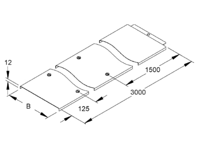 Dimensional drawing Niedax RDV 100 Cover for cable support system 100mm