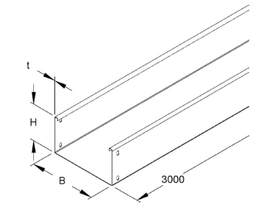 Dimensional drawing Niedax RLU 110 100 Cable tray 110x100mm