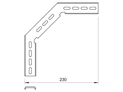 Dimensional drawing 1 OBO MW 90 SL17 A2 Mounting material for cable tray
