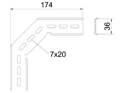 Dimensional drawing 2 OBO MW 90 SL17 A2 Mounting material for cable tray