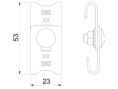 Ma�zeichnung 2 OBO GEV 36 A2 Eckverbinder