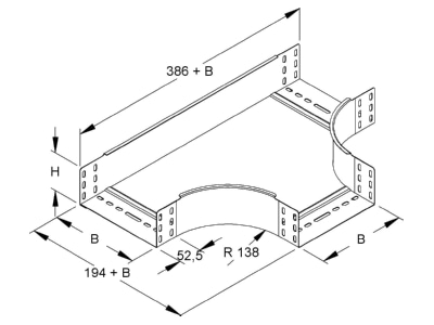 Dimensional drawing Niedax RTS 85 300 Tee for cable tray 300x85mm