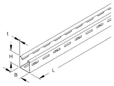 Dimensional drawing Niedax RL 50 050 Cable tray 50x50mm
