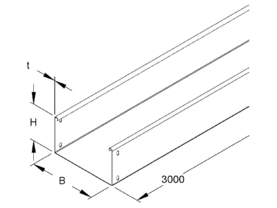 Dimensional drawing Niedax RLU 110 400 E3 Cable tray 110x400mm