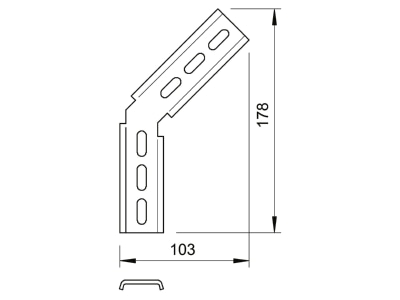 Dimensional drawing 2 OBO MW 45 SL10 FT Mounting material for cable tray