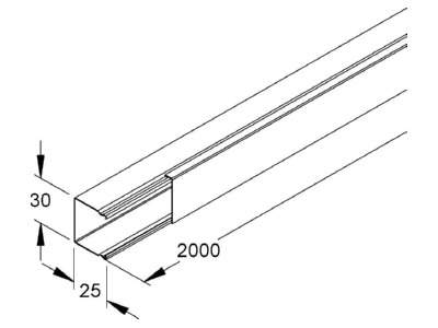 Dimensional drawing Niedax LLK 26 030 R Wireway 26x30mm RAL9010