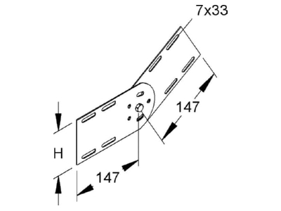 Dimensional drawing Niedax RGV 110 Length  and angle joint for cable tray