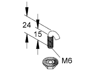 Dimensional drawing Niedax GRSM 6 V Stirrup bolt J form