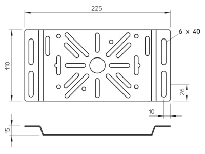 Dimensional drawing 1 OBO MP FS Mounting plate for cable support system
