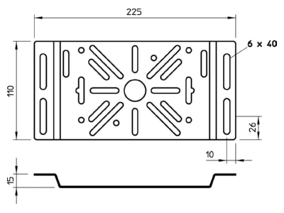 Dimensional drawing 2 OBO MP FS Mounting plate for cable support system
