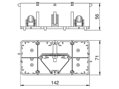 Dimensional drawing 2 OBO 7GD7Z Device box for device mount wireway